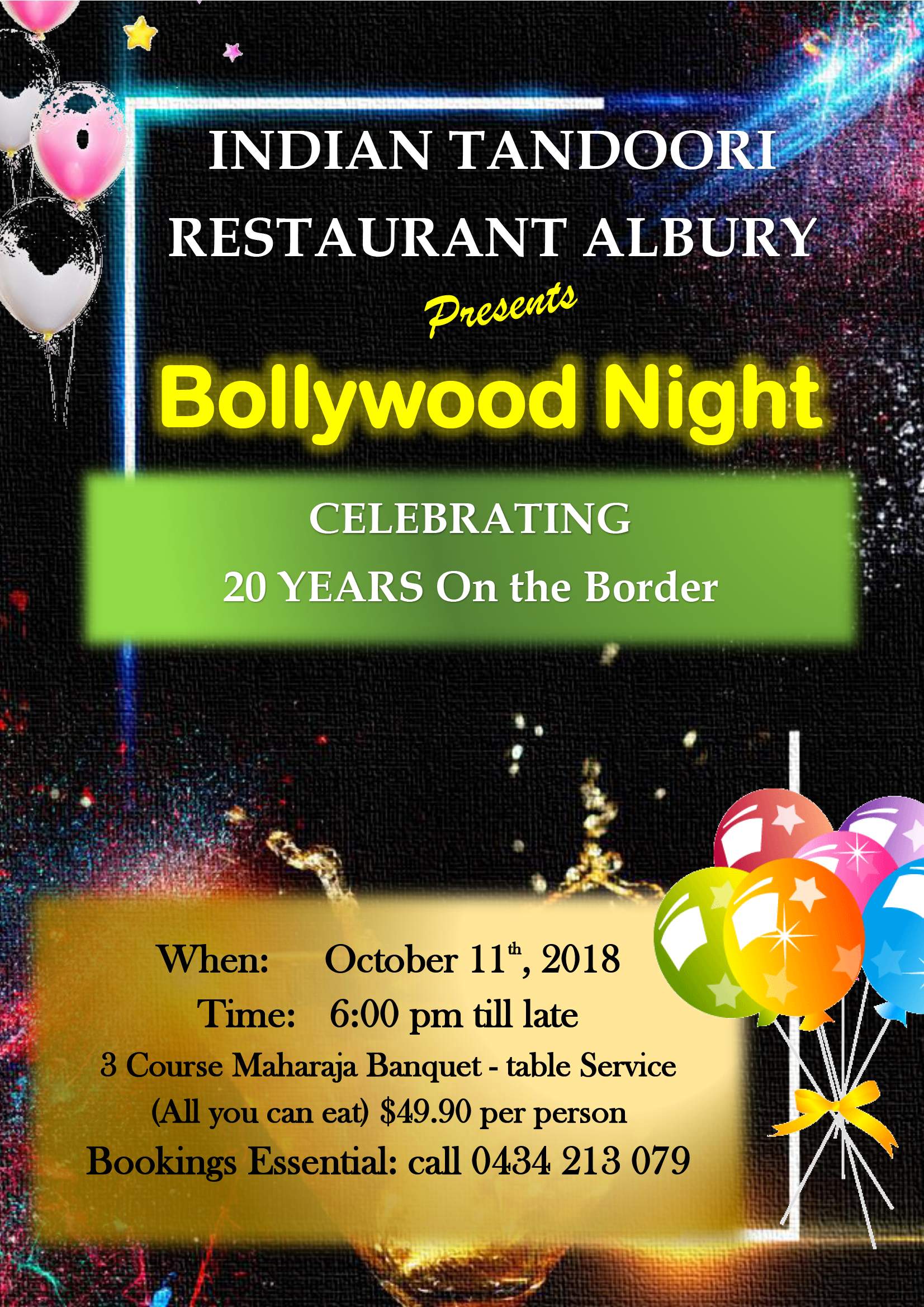 Bollywood Night - 20 Years on the Border - Indian Tandoori Restaurant